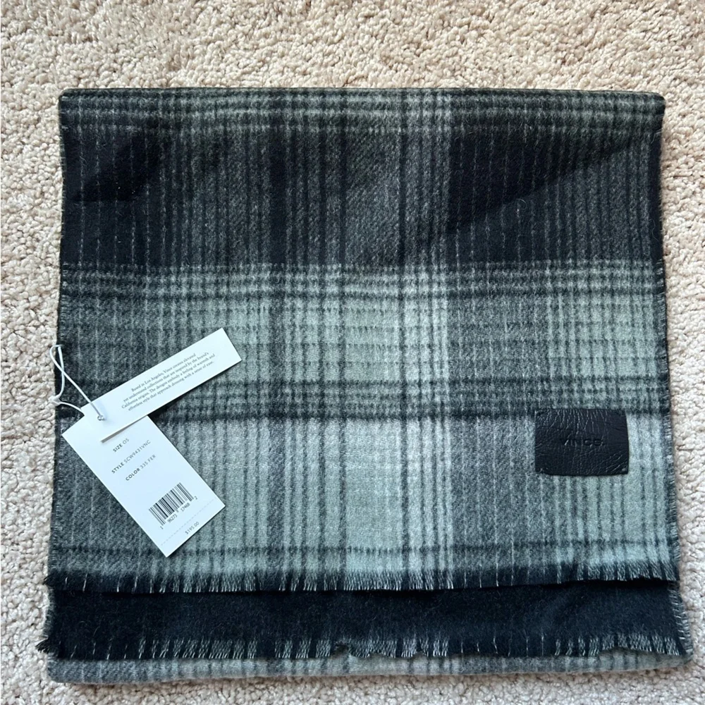 TODAY ONLY Vince Merino Wool Cashmere Classic Plaid Scarf/ Christmas Gift